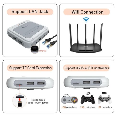 Kinhank Super Console X Retro Game Console Built in 35,000+ Games,Video game console with 2 Gamepads,5 Players,LAN/WiFi,Emulator Console Compatible with classic Emulators in Saudi Arabia