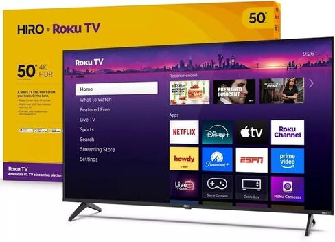 Roku Hiro TV 50" 4K LED Smart TV H50C4C4 60Hz HDR10, 16:9 Aspect Ratio. with Wi-Fi, Bluetooth, 3X HDMI Ports, Supports Apple Airplay - H50C4C4 (Renewed) in Saudi Arabia