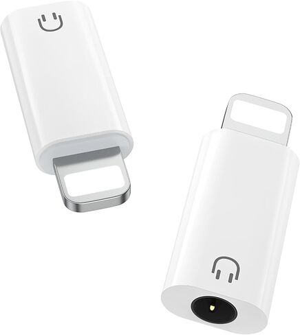 MoKo Lightning to 3.5mm Audio Headphone Adapter (Playback Only), DAC Chip Lightning to Aux 3.5mm Headphone Jack Audio Dongle for iPhone 14 Pro Max/14 Plus/13 12 11 Pro Max/SE/XS, White in Saudi Arabia