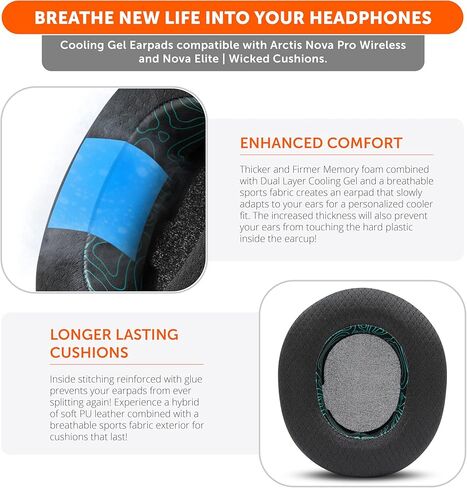 WC Mod Kit Nova Pro Wireless & Nova Elite RandomFrankP Edition - Cooling Gel Earpads, Silicone Headband, & Magnetic Plates for SteelSeries Arctis Nova Pro Wireless & Nova Elite by Wicked Cushions in Saudi Arabia