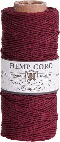 Hemptique 100% Hemp Cord Spool - 62.5 Meter Hemp String - Made with Love - No. 20 ~ 1mm Cord Thread for Jewelry Making, Macrame, Scrapbooking, DIY, & More - Burgundy in Kuwait