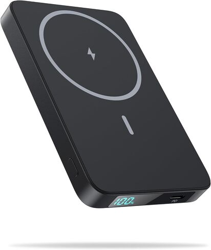 Magnetic Portable Charger Power Bank,Slim 5500mAh LCD Display Wireless Portable Charger,PD USB-C in&Out Travel Essentials Battery Pack Compatible with Magsafe,iPhone 17/16/15 Pro/14/13/12 Series in Saudi Arabia