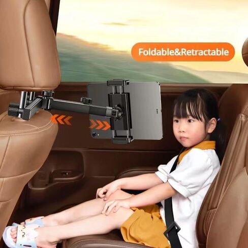 Car Headrest Tablet Holder - [3 in 1 Extension Arm] Adjustable Tablet Car Mount for Back Seat, Gifts Road Trip Essentials in Saudi Arabia