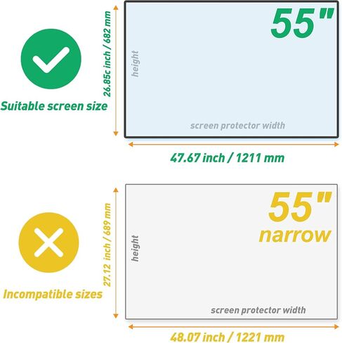 2026 Anti Glare Film for Standard Size 55 inch TV Screen,Blue Light Filter and Glare Reducer, Indoor Outdoor 55 TV Glare Shield (55 Inch 1221) in Saudi Arabia