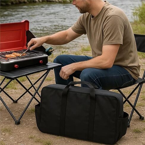 حقيبة حمل موقد التخييم متوافقة مع موقد Camp Chef Everest 2X/2، حقيبة تخزين محمولة لموقد التخييم مع جيوب مزدوجة لخزان البروبان (الحقيبة فقط) in Kuwait