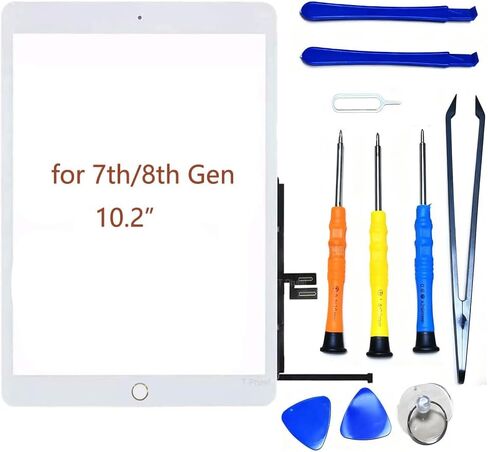 لجهاز iPad 7 7th / 8 8th Gen شاشة بديلة رقمية تعمل باللمس زجاج 10.2 بوصة، للجيل السابع الثامن A2197 A2198 A2200 A2270 A2428 A2429 A2430، بدون زر الصفحة الرئيسية، طقم إصلاح كامل (أسود) in Kuwait
