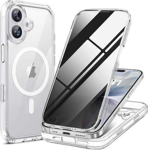 حافظة Miracase المغناطيسية لهاتف iPhone 17 Pro Max مع واقي شاشة للخصوصية [متوافقة مع MagSafe]، حماية كاملة للكاميرا وممتص للصدمات لكامل الجسم 17 Pro Max غطاء هاتف 6.9 بوصة، برتقالي in Kuwait