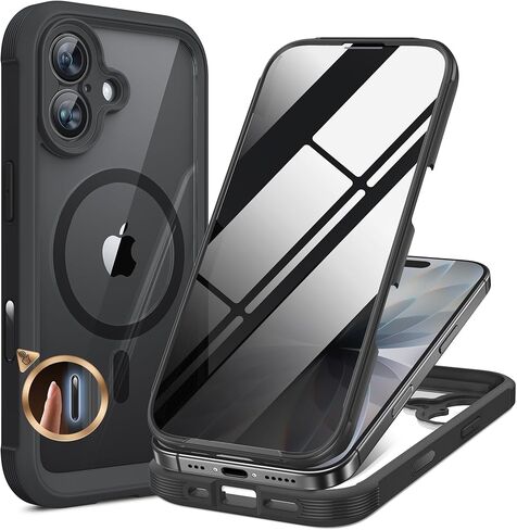 حافظة Miracase المغناطيسية لهاتف iPhone 17 Pro Max مع واقي شاشة للخصوصية [متوافقة مع MagSafe]، حماية كاملة للكاميرا وممتص للصدمات لكامل الجسم 17 Pro Max غطاء هاتف 6.9 بوصة، برتقالي in Kuwait