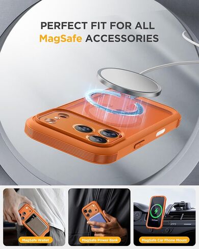 حافظة Miracase المغناطيسية لهاتف iPhone 17 Pro Max مع واقي شاشة للخصوصية [متوافقة مع MagSafe]، حماية كاملة للكاميرا وممتص للصدمات لكامل الجسم 17 Pro Max غطاء هاتف 6.9 بوصة، برتقالي in Kuwait