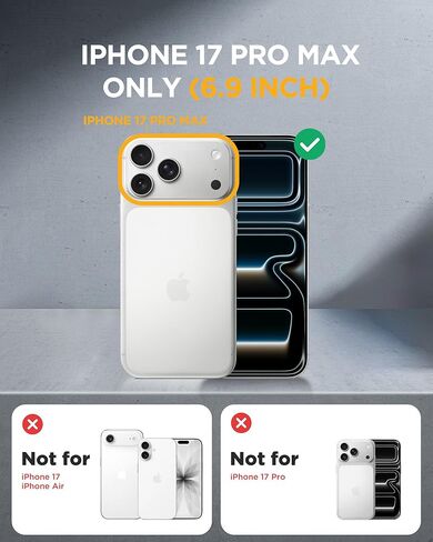 حافظة Miracase المغناطيسية لهاتف iPhone 17 Pro Max مع واقي شاشة للخصوصية [متوافقة مع MagSafe]، حماية كاملة للكاميرا وممتص للصدمات لكامل الجسم 17 Pro Max غطاء هاتف 6.9 بوصة، برتقالي in Kuwait
