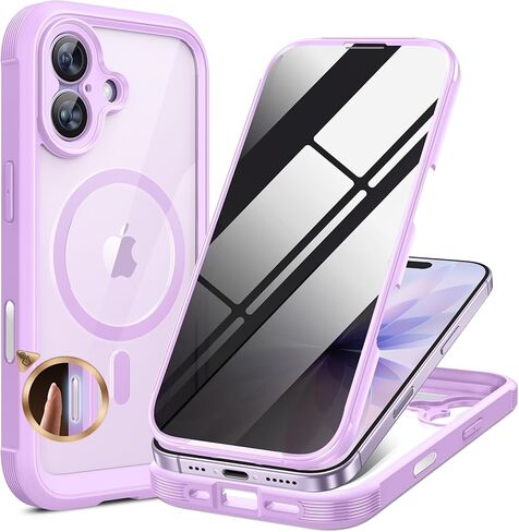 حافظة Miracase المغناطيسية لهاتف iPhone 17 Pro Max مع واقي شاشة للخصوصية [متوافقة مع MagSafe]، حماية كاملة للكاميرا وممتص للصدمات لكامل الجسم 17 Pro Max غطاء هاتف 6.9 بوصة، برتقالي in Kuwait
