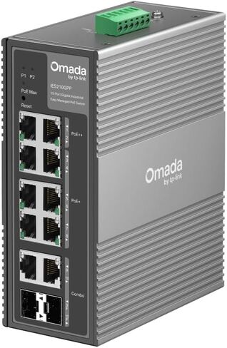TP-Link Omada 8 Port Gigabit Industrial PoE Switch, Easy Managed, 120W Budget, PoE++ Compliant, Redundant Power, Lightening Protection, Durable Industrial Casing, VLAN, Managed by Omada(IES210GPP) in Saudi Arabia