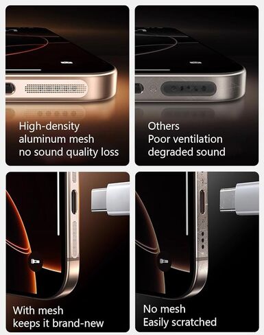 لهاتف iPhone 17 Pro Max سماعة أذن شبكية مضادة للغبار وغطاء لاصق شبكي USB C ضد فقدان الغبار ومقابس سيليكون رفيعة للغاية للحفاظ على خدوش الهاتف وملصقات مقاومة للغبار 5 مجموعات باللون الأسود in Kuwait