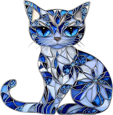 Blue Stained Glass Cat Dust Plug Acrylic Charms for electronic products,Type-C Charging Port Dust Plugs Pendant Compatible with E-Reader Phone Tablet, Gift for Christmas, Birthday, Anniversary Day in Saudi Arabia