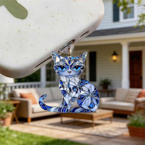 Blue Stained Glass Cat Dust Plug Acrylic Charms for electronic products,Type-C Charging Port Dust Plugs Pendant Compatible with E-Reader Phone Tablet, Gift for Christmas, Birthday, Anniversary Day in Saudi Arabia