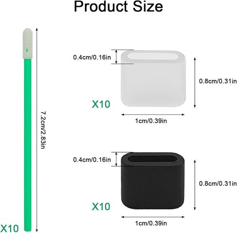 30 Pcs USB C Dust Caps Port Anti Dust Plug Set, 2 Colors 20 Pcs Silicone Type-C Male Port Cover + 10 Cleaner Tools KitAnti Dust Charging Port Cover Protectors for USB-C Charging Male Port, Black/Clear in Saudi Arabia