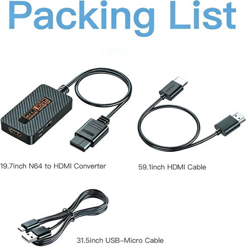 N64 to HDMI Adapter, HDMI Converter for N64/Gamecube/SNES/SFC Gaming Console, Video Converter with Link Cable and USB Cable, 720p/1080p Output, Plug & Play in Saudi Arabia