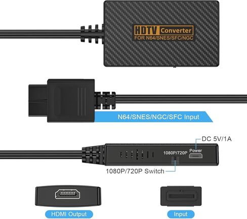 N64 to HDMI Adapter, HDMI Converter for N64/Gamecube/SNES/SFC Gaming Console, Video Converter with Link Cable and USB Cable, 720p/1080p Output, Plug & Play in Saudi Arabia