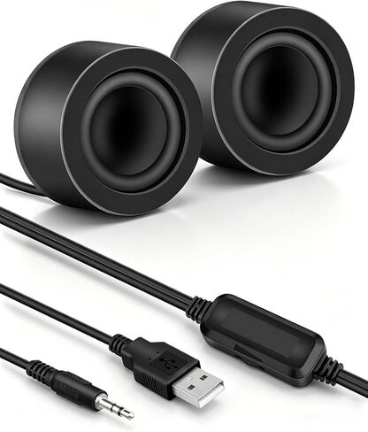 سماعات كمبيوتر صغيرة تعمل بمنفذ USB، مكبرات صوت سلكية صغيرة لسطح المكتب بقدرة 6 وات مع مدخل Aux 3.5 مم وتحكم في مستوى الصوت، توصيل وتشغيل سماعات الكمبيوتر لشاشة الكمبيوتر المحمول، هاتف MP3 (1.3M/4.3FT) in Saudi Arabia