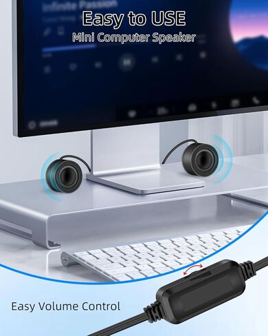 سماعات كمبيوتر صغيرة تعمل بمنفذ USB، مكبرات صوت سلكية صغيرة لسطح المكتب بقدرة 6 وات مع مدخل Aux 3.5 مم وتحكم في مستوى الصوت، توصيل وتشغيل سماعات الكمبيوتر لشاشة الكمبيوتر المحمول، هاتف MP3 (1.3M/4.3FT) in Saudi Arabia
