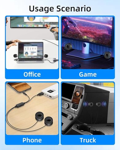 سماعات كمبيوتر صغيرة تعمل بمنفذ USB، مكبرات صوت سلكية صغيرة لسطح المكتب بقدرة 6 وات مع مدخل Aux 3.5 مم وتحكم في مستوى الصوت، توصيل وتشغيل سماعات الكمبيوتر لشاشة الكمبيوتر المحمول، هاتف MP3 (1.3M/4.3FT) in Saudi Arabia