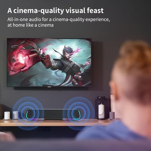سماعات كمبيوتر للكمبيوتر المكتبي، مكبرات صوت بلوتوث للكمبيوتر الشخصي مع ضوء RGB ديناميكي، قابس USB سلكي وتشغيل شريط صوت للكمبيوتر، مكبرات صوت للألعاب تعمل بمنفذ USB/النوع C لسطح المكتب وأجهزة الكمبيوتر المحمولة والهاتف والكمبيوتر اللوحي in Kuwait