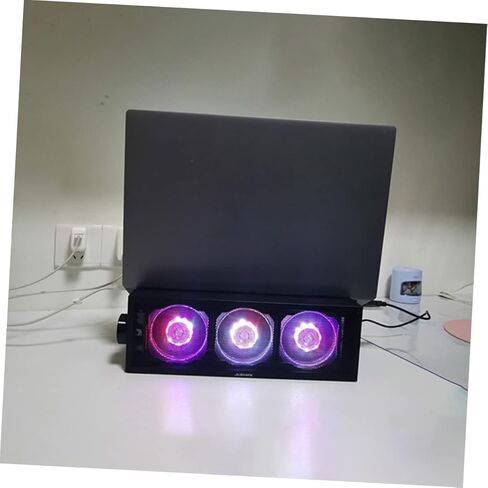 لوحة تبريد كمبيوتر محمول قابلة للتعديل من jojofuny RGB حامل مرتفع لأجهزة الكمبيوتر المحمولة المخصصة للألعاب، مبرد كمبيوتر محمول احترافي، مروحة 3 سرعات، تصميم مريح للاستخدام المكتبي in Saudi Arabia