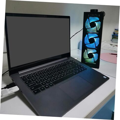 لوحة تبريد كمبيوتر محمول قابلة للتعديل من jojofuny RGB حامل مرتفع لأجهزة الكمبيوتر المحمولة المخصصة للألعاب، مبرد كمبيوتر محمول احترافي، مروحة 3 سرعات، تصميم مريح للاستخدام المكتبي in Saudi Arabia