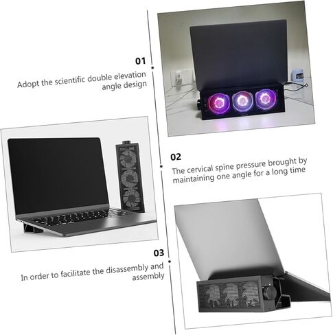 لوحة تبريد كمبيوتر محمول قابلة للتعديل من jojofuny RGB حامل مرتفع لأجهزة الكمبيوتر المحمولة المخصصة للألعاب، مبرد كمبيوتر محمول احترافي، مروحة 3 سرعات، تصميم مريح للاستخدام المكتبي in Saudi Arabia