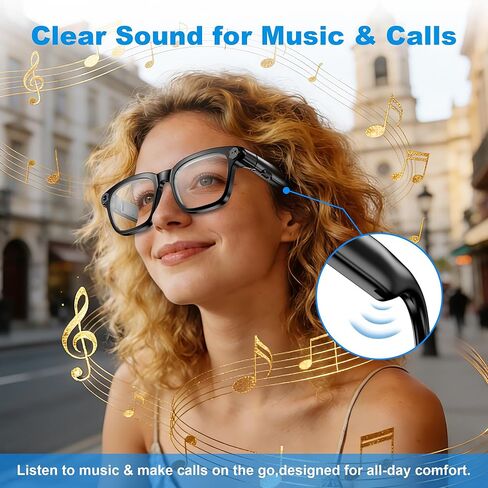 AI Smart Glasses with Camera, 8MP HD Camera Glasses for Women Men, Video Recording Sunglasses with Voice Assistant, Open-Ear Audio, Real-Time Translation for Life &Work Vlog, Black(3 Lenses) in Saudi Arabia