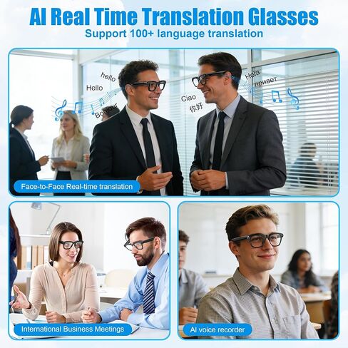 AI Smart Glasses with Camera, 8MP HD Camera Glasses for Women Men, Video Recording Sunglasses with Voice Assistant, Open-Ear Audio, Real-Time Translation for Life &Work Vlog, Black(3 Lenses) in Saudi Arabia