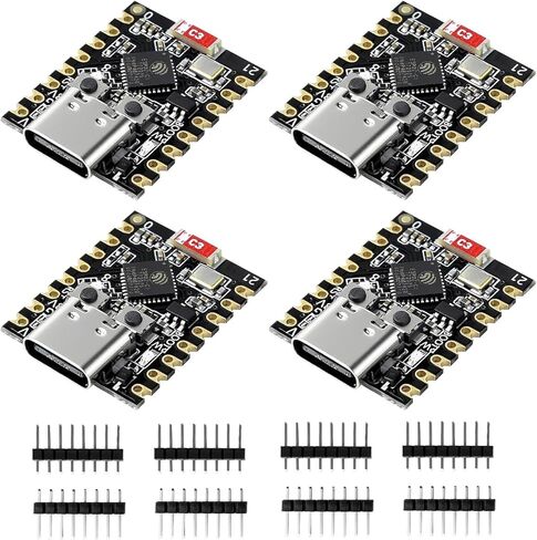 4 قطع ESP32-C3 لوحة تطوير صغيرة، لوحة ESP32 Supermini مع وحدة WiFi/Bluetooth 5.0 ESP32 Mini، وحدة المعالجة المركزية RISC-V 32 بت، 160 ميجاهرتز، 400 كيلو بايت SRAM، مثالية لأجهزة IoT Arduin0 القابلة للارتداء والمنزل الذكي (4 عبوات) in Saudi Arabia