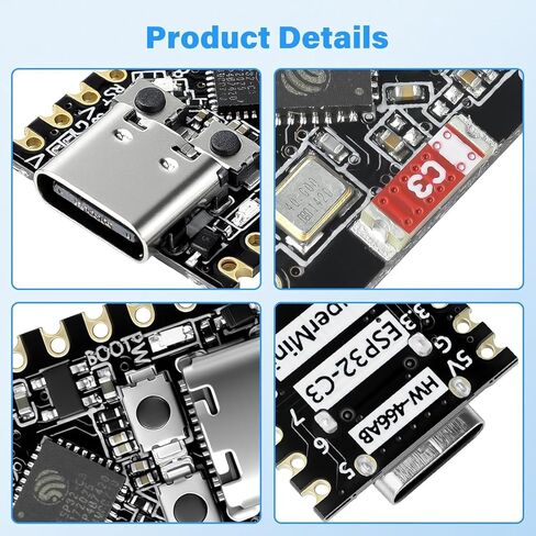 4 قطع ESP32-C3 لوحة تطوير صغيرة، لوحة ESP32 Supermini مع وحدة WiFi/Bluetooth 5.0 ESP32 Mini، وحدة المعالجة المركزية RISC-V 32 بت، 160 ميجاهرتز، 400 كيلو بايت SRAM، مثالية لأجهزة IoT Arduin0 القابلة للارتداء والمنزل الذكي (4 عبوات) in Saudi Arabia