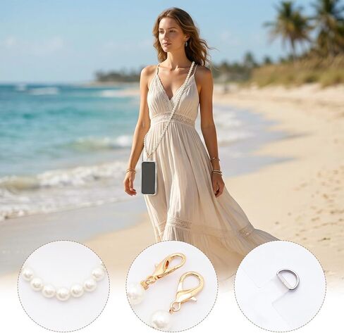 2 Pcs Pearl Beaded Phone Lanyard Cell Phone Crossbody Chain and Wrist Strap Universal Phone Detachable Lanyard Strap for Most Smartphones in Saudi Arabia