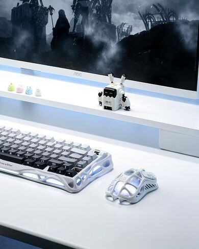 لوحة مفاتيح GravaStar Mercury K1 Lite كريستال أورورا وماوس M2 أبيض أوبالين in Kuwait