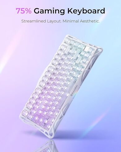 لوحة مفاتيح GravaStar Mercury K1 Lite كريستال أورورا وماوس M2 أبيض أوبالين in Kuwait