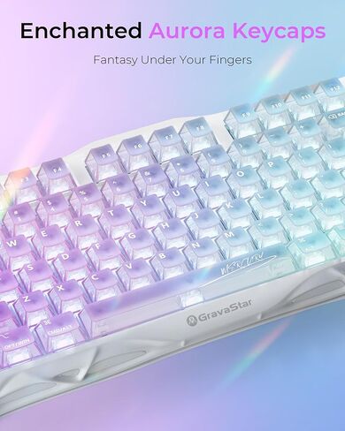 لوحة مفاتيح GravaStar Mercury K1 Lite كريستال أورورا وماوس M2 أبيض أوبالين in Kuwait