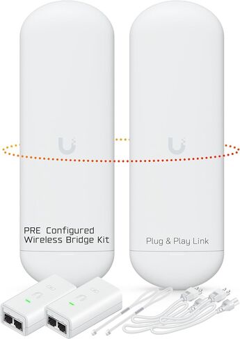 Wireless Bridge Ubiquiti NS-5AC PRE-CONFIGURED, Bundle of 2 Ubiquiti Nanostation NS5AC, Point to Point Outdoor WiFi Bridge, Plugh and Play, 5GHz, 450+Mbps, 15+km Link Range, Network Bridge in Saudi Arabia