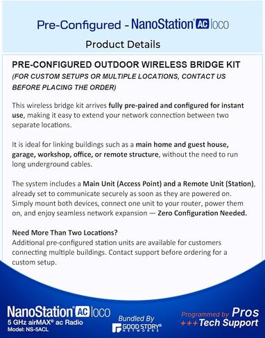 Wireless Bridge Ubiquiti NS-5AC PRE-CONFIGURED, Bundle of 2 Ubiquiti Nanostation NS5AC, Point to Point Outdoor WiFi Bridge, Plugh and Play, 5GHz, 450+Mbps, 15+km Link Range, Network Bridge in Saudi Arabia