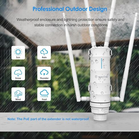 WAVLINK AC1200 Outdoor WiFi Range Extender, Weatherproof Dual Band Outdoor Access Point with POE, High Power Long Range WiFi Extender Signal Booster, 4x7dBi Antennas, AP/Router/Repeater Mode in Saudi Arabia