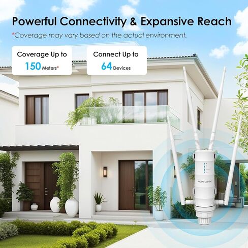WAVLINK AC1200 Outdoor WiFi Range Extender, Weatherproof Dual Band Outdoor Access Point with POE, High Power Long Range WiFi Extender Signal Booster, 4x7dBi Antennas, AP/Router/Repeater Mode in Saudi Arabia