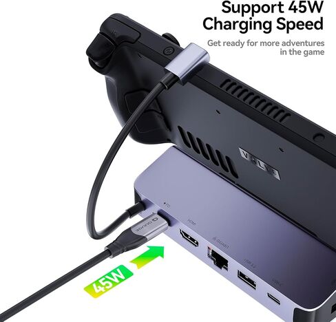 قاعدة تثبيت بالبخار من QUUGE، قاعدة إرساء بصمام 6 في 1 مع 2 * USB-A وUSB-C بسرعة 5 جيجابت في الثانية، ومخرج HDMI 2.0 4K60 هرتز، و1000 ميجابت إيثرنت جيجابت، وشحن 100 وات، وملحقات سطح البخار in Saudi Arabia