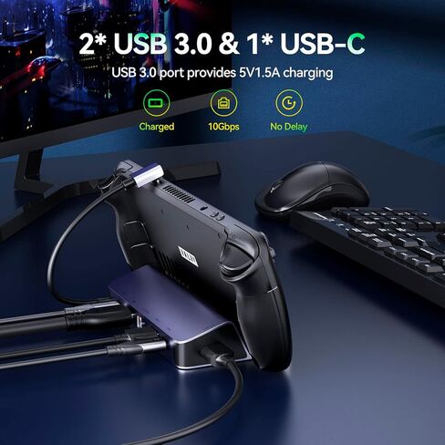 قاعدة تثبيت بالبخار من QUUGE، قاعدة إرساء بصمام 6 في 1 مع 2 * USB-A وUSB-C بسرعة 5 جيجابت في الثانية، ومخرج HDMI 2.0 4K60 هرتز، و1000 ميجابت إيثرنت جيجابت، وشحن 100 وات، وملحقات سطح البخار in Kuwait