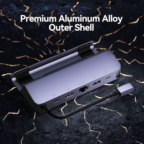 قاعدة تثبيت بالبخار من QUUGE، قاعدة إرساء بصمام 6 في 1 مع 2 * USB-A وUSB-C بسرعة 5 جيجابت في الثانية، ومخرج HDMI 2.0 4K60 هرتز، و1000 ميجابت إيثرنت جيجابت، وشحن 100 وات، وملحقات سطح البخار in Kuwait