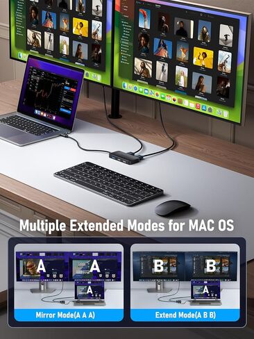 محطة إرساء Lemorele شاشة مزدوجة، محول USB C Hub متعدد المنافذ 6 في 1 مع 2 HDMI 4K، 5 جيجابت في الثانية USB3.0 و2 USB2.0، شحن PD 100 وات - قاعدة USB C لأجهزة الكمبيوتر المحمول Dell/Lenovo/HP/MacBook/Surface - التوصيل والتشغيل in Saudi Arabia