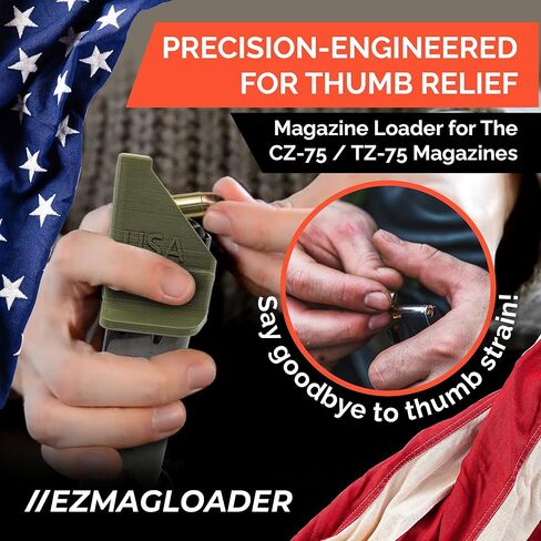 محمل المجلات EZMAGLOADER B0992LN1ZL لـ CZ-75 / TZ-75 - تحميل سهل بدون ألم - قبضة مريحة - ملحقات محمل السرعة - حواف كبيرة لتخفيف الإبهام in Kuwait