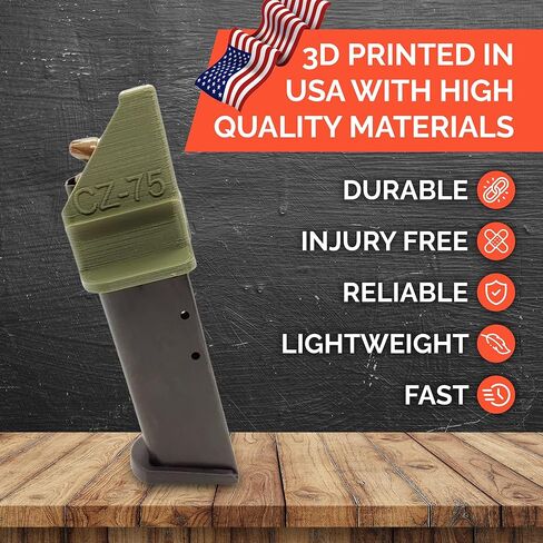 محمل المجلات EZMAGLOADER B0992LN1ZL لـ CZ-75 / TZ-75 - تحميل سهل بدون ألم - قبضة مريحة - ملحقات محمل السرعة - حواف كبيرة لتخفيف الإبهام in Kuwait