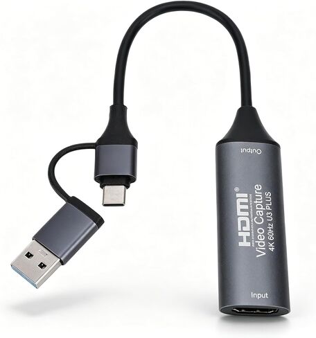 بطاقة التقاط الفيديو، مدخل HDMI بدقة 4K إلى USB 3.0 A وUSBC، 1080P HD 60 إطارًا في الثانية مع بطاقة زمن الوصول المنخفض، للألعاب والبث والتعليم ومؤتمرات الفيديو in Kuwait