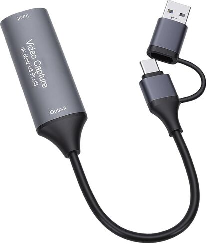بطاقة التقاط الفيديو، مدخل HDMI بدقة 4K إلى USB 3.0 A وUSBC، 1080P HD 60 إطارًا في الثانية مع بطاقة زمن الوصول المنخفض، للألعاب والبث والتعليم ومؤتمرات الفيديو in Kuwait