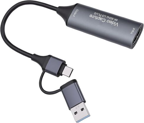 بطاقة التقاط الفيديو، مدخل HDMI بدقة 4K إلى USB 3.0 A وUSBC، 1080P HD 60 إطارًا في الثانية مع بطاقة زمن الوصول المنخفض، للألعاب والبث والتعليم ومؤتمرات الفيديو in Kuwait